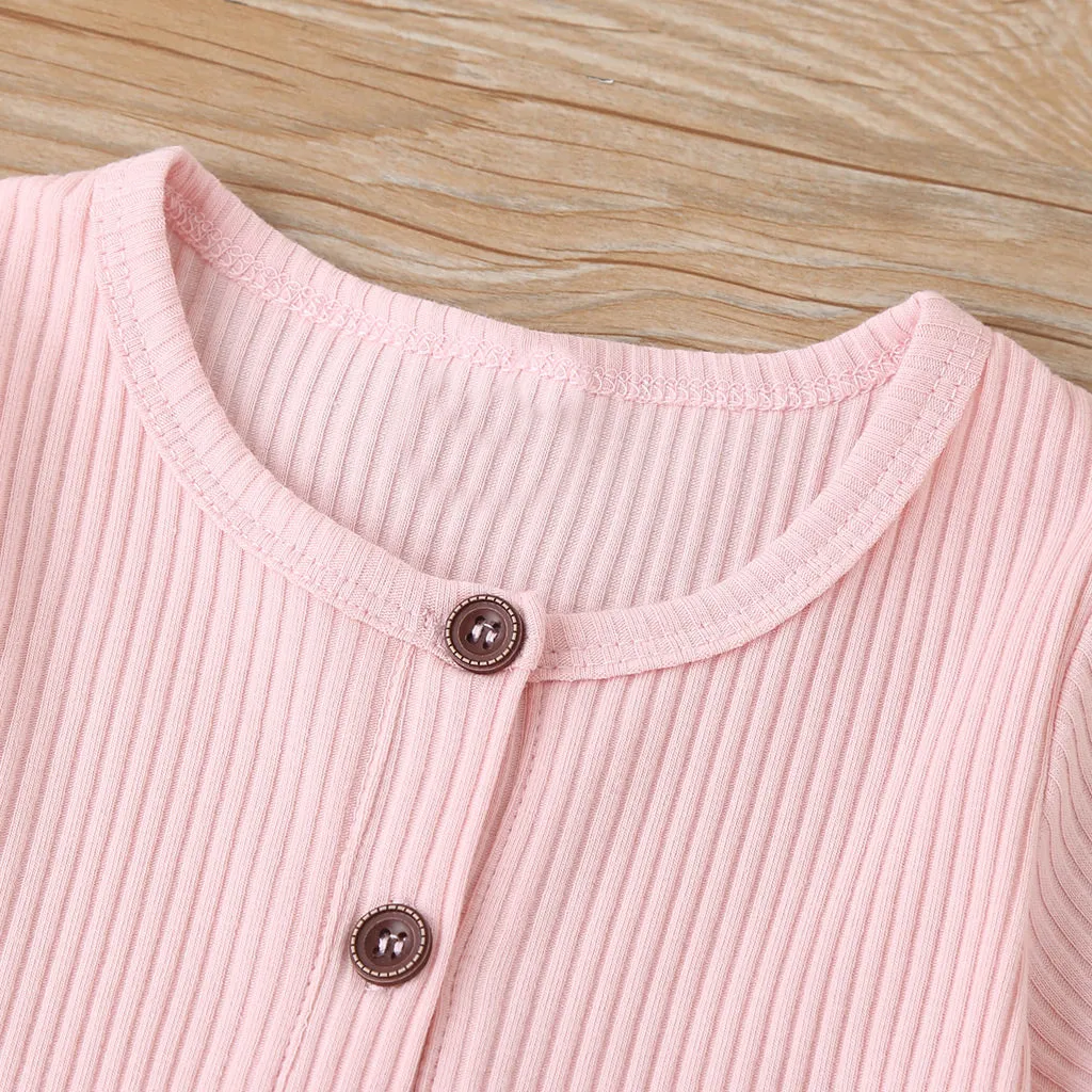 2pcs Baby Boy/Girl 95% Cotton Ribbed Short-sleeve Button Up Top and Shorts Set