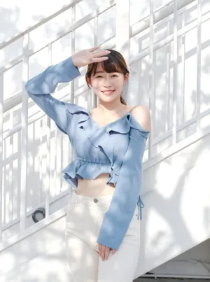 水藍色露肩上衣*