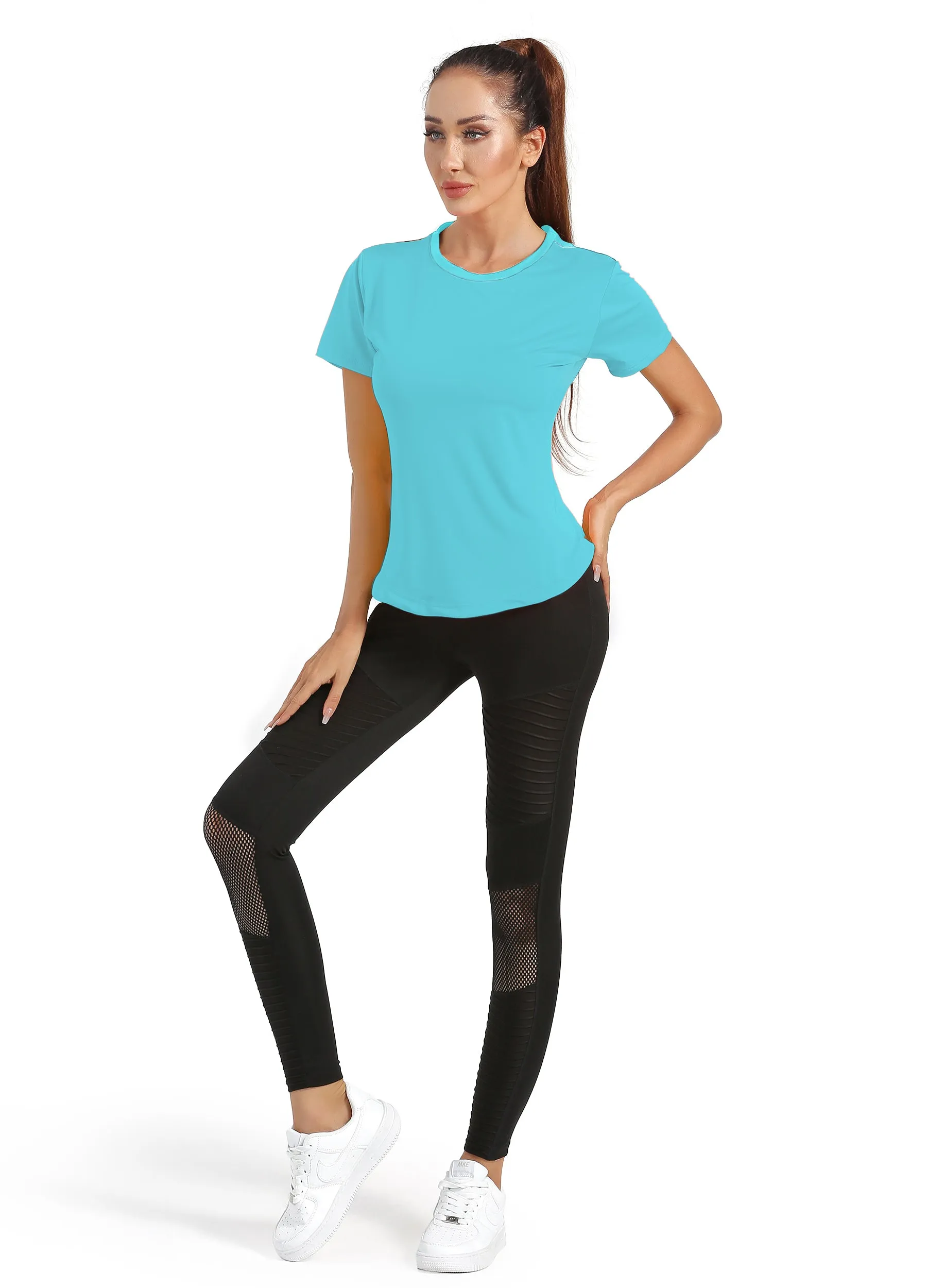4POSE Women's Summer Round Neck Quick Dry Stretch Sport Tee
