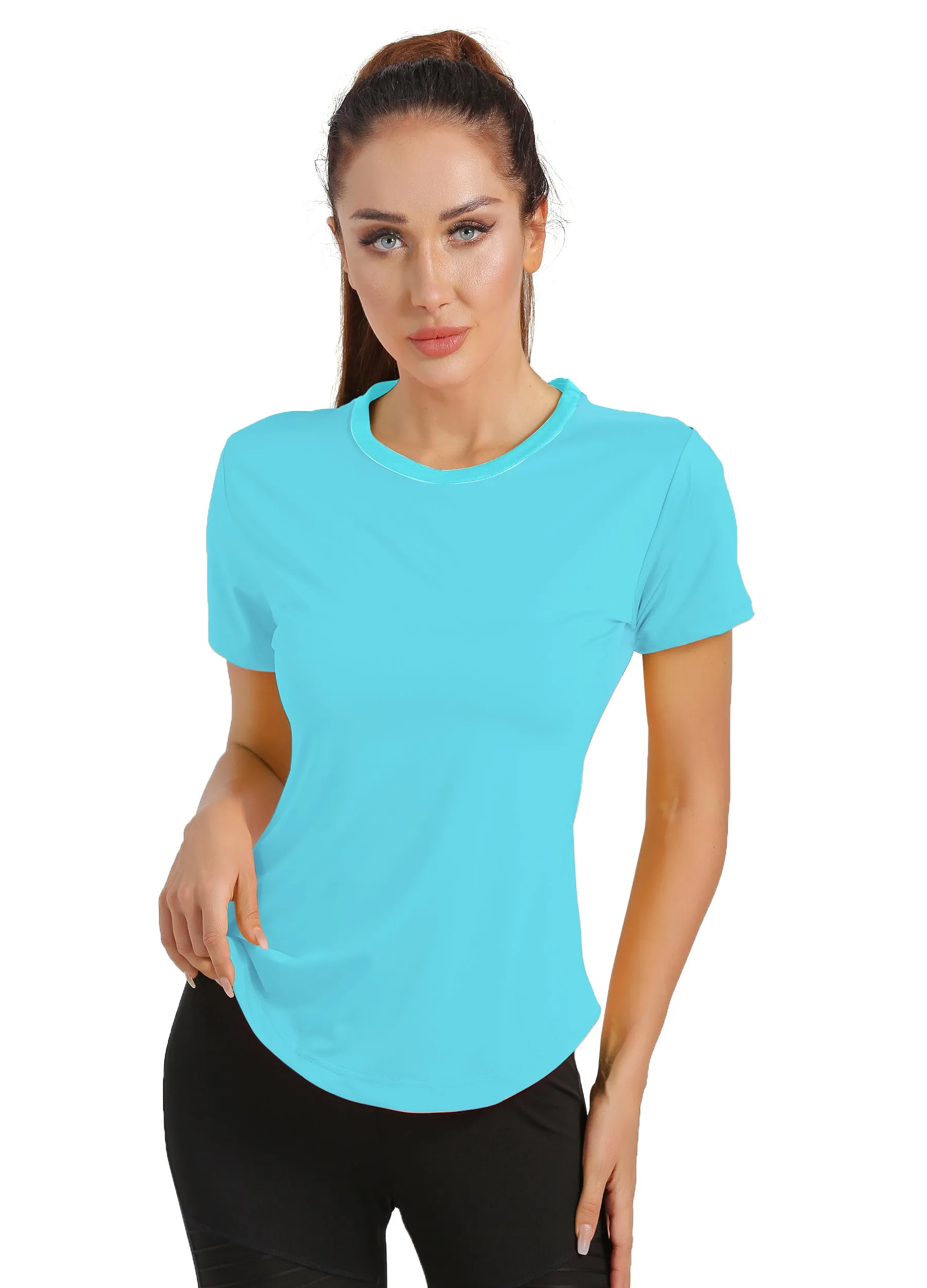 4POSE Women's Summer Round Neck Quick Dry Stretch Sport Tee