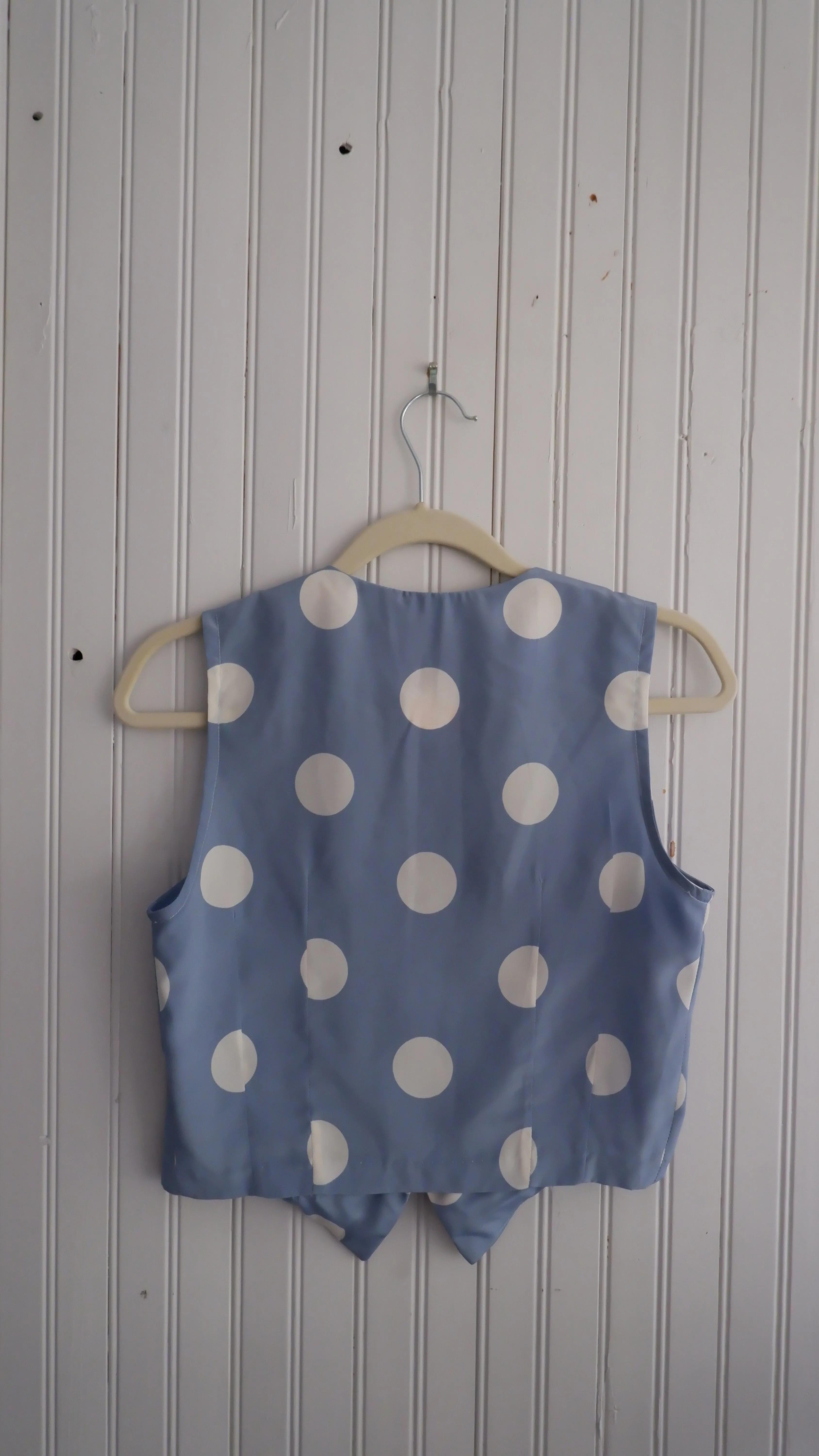 80s Baby Blue Polka Dot Crop Top - S/M