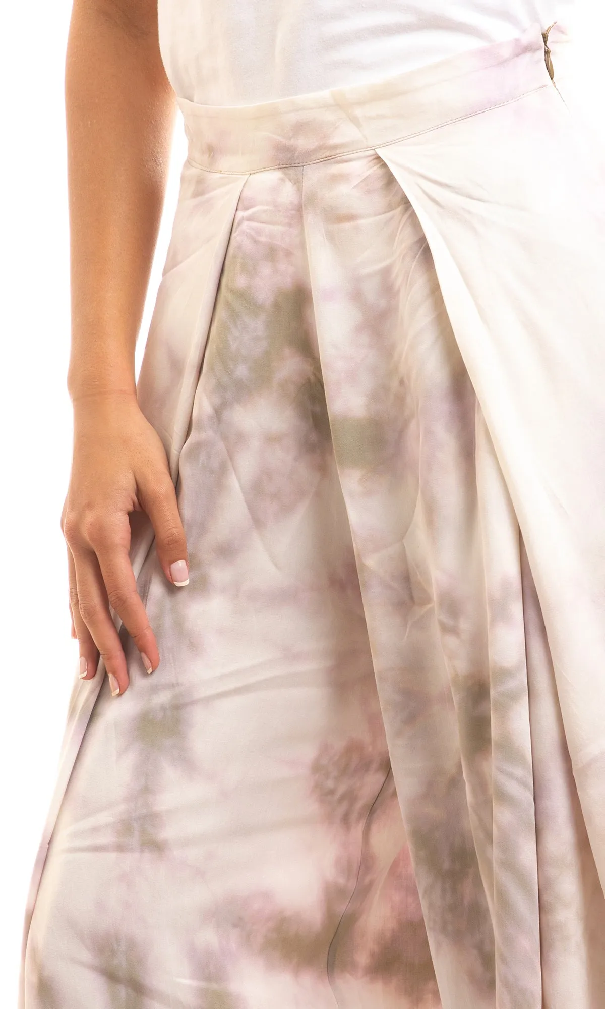 97064 Side Zipper Olive & Lilac Wide Leg Summer Wide Pants
