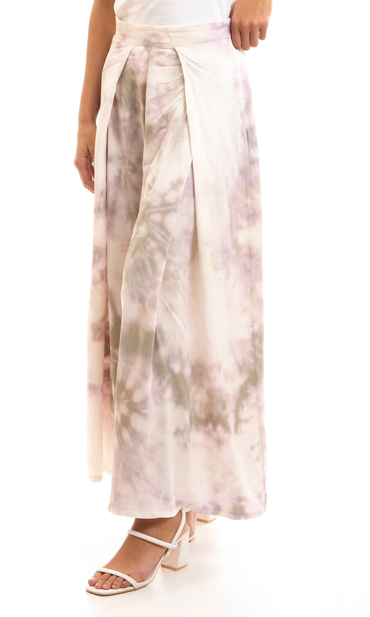 97064 Side Zipper Olive & Lilac Wide Leg Summer Wide Pants