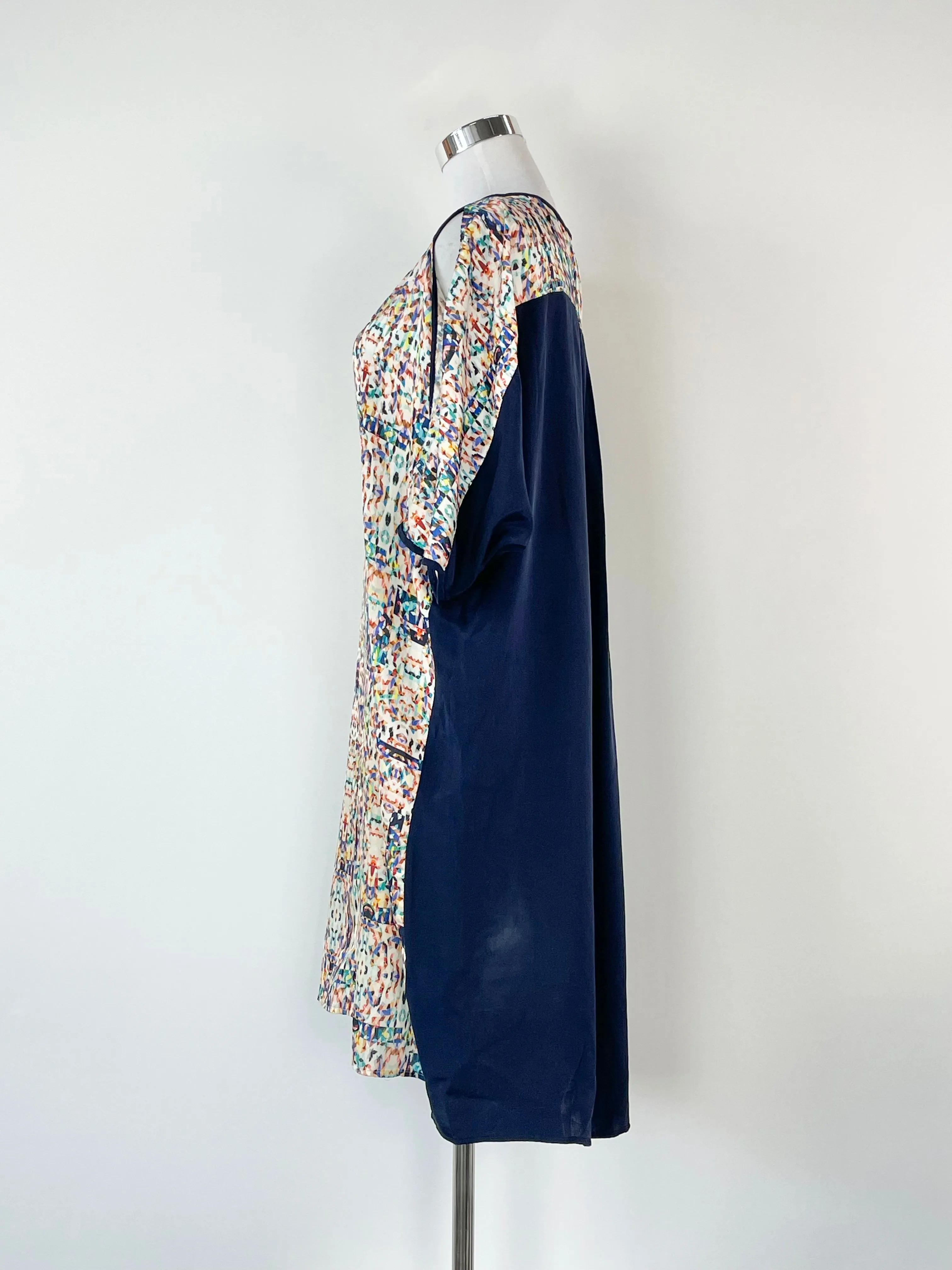 Akin by Ginger   Smart Navy Blue Geometric Pattern Shift Dress - AU12
