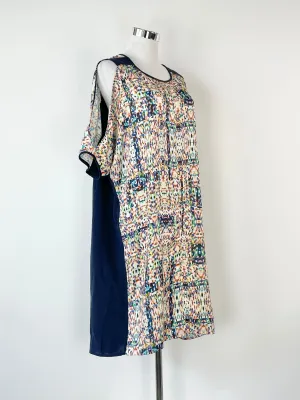 Akin by Ginger   Smart Navy Blue Geometric Pattern Shift Dress - AU12