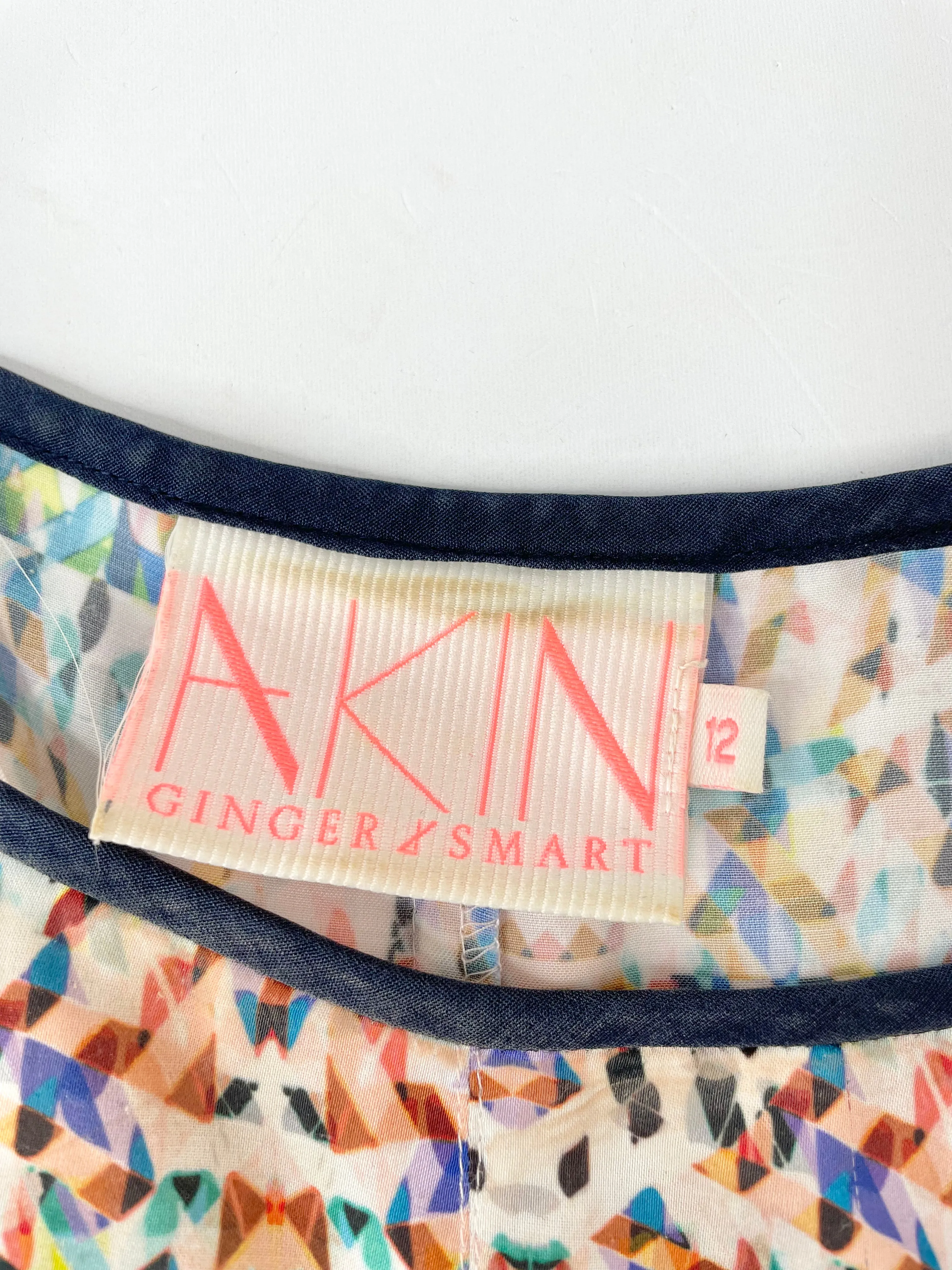 Akin by Ginger   Smart Navy Blue Geometric Pattern Shift Dress - AU12
