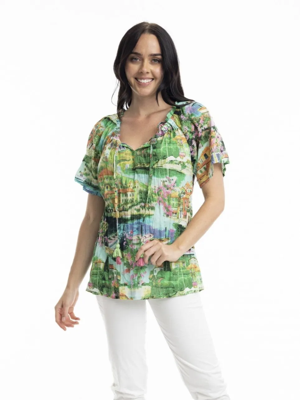 Bellagio Top with Frill Neckline
