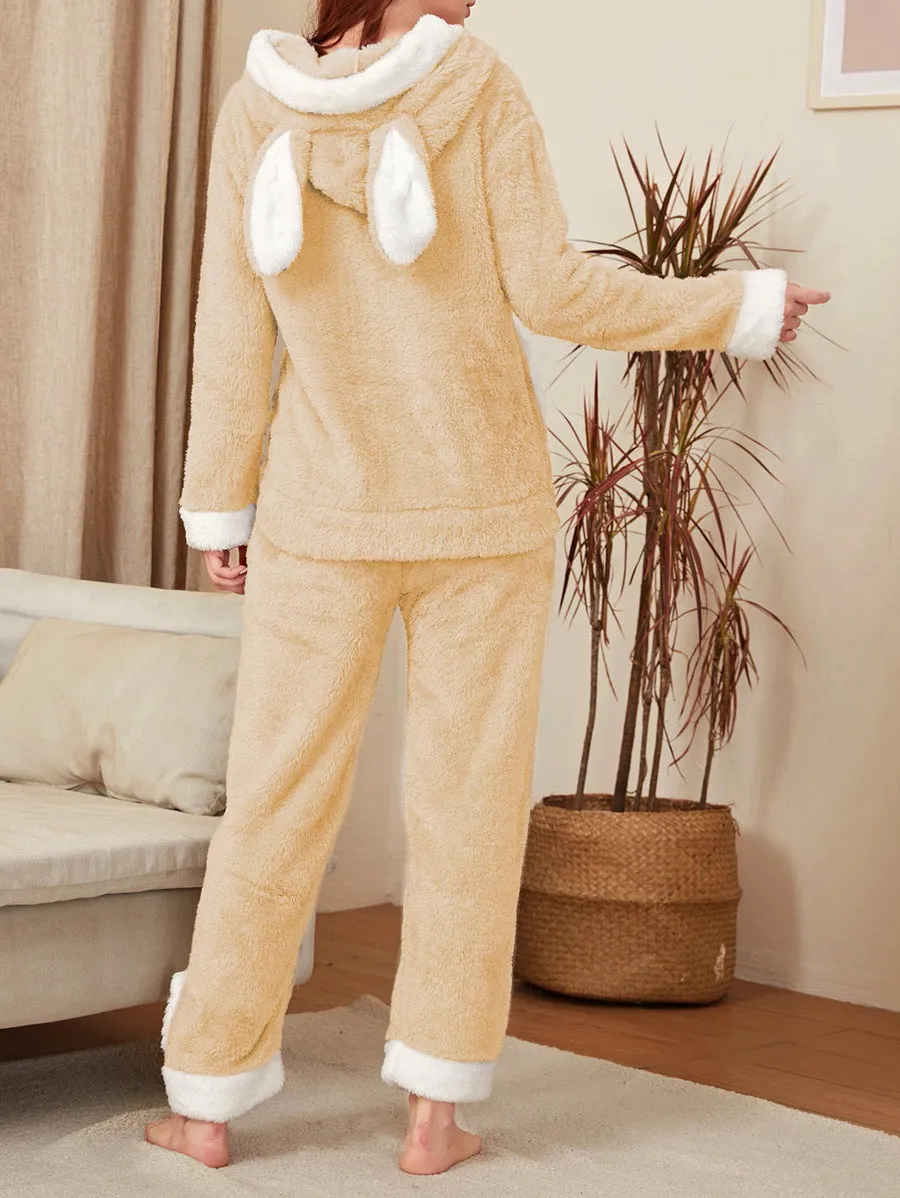 BerriesJam - 2024Plush Velvet Loungewear Hooded Pajama Set