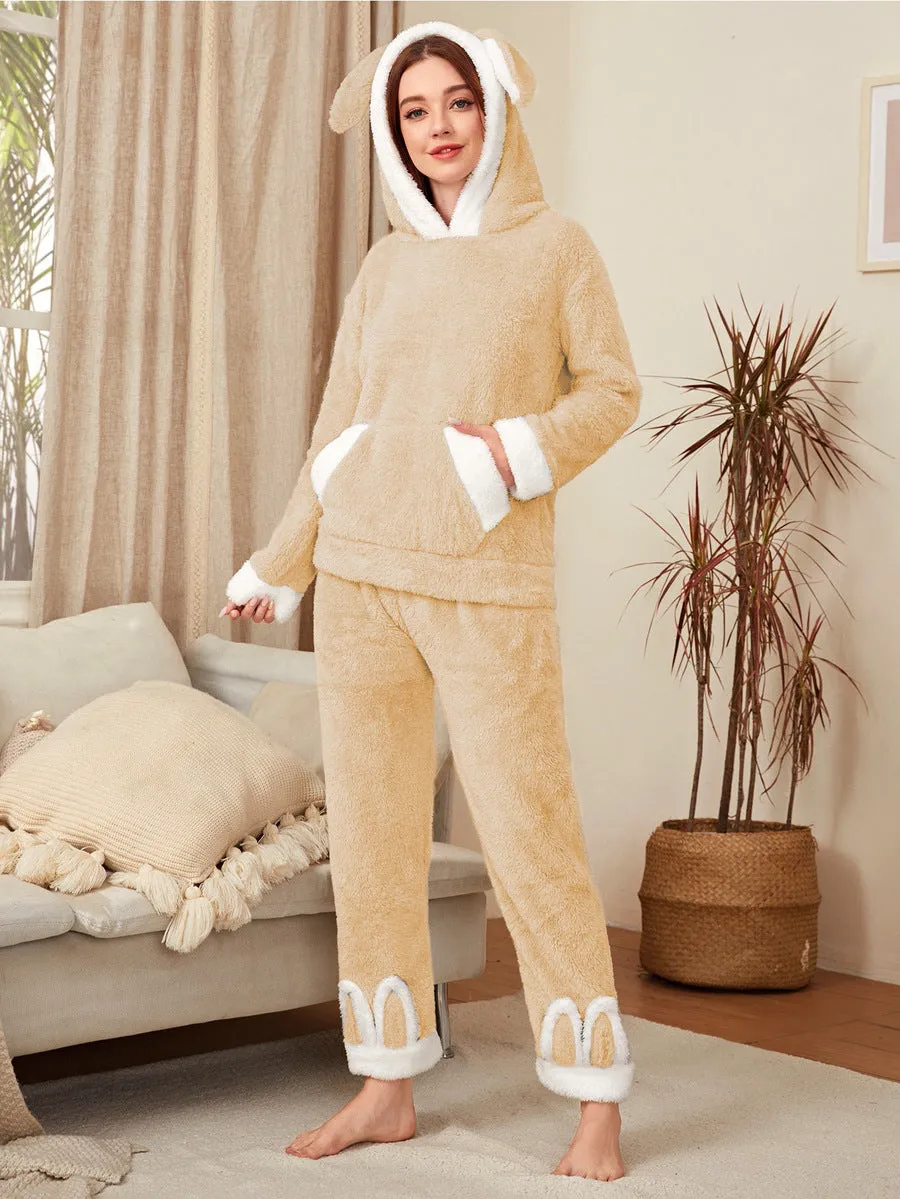 BerriesJam - 2024Plush Velvet Loungewear Hooded Pajama Set