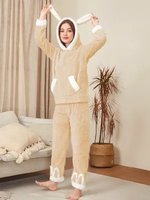 BerriesJam - 2024Plush Velvet Loungewear Hooded Pajama Set