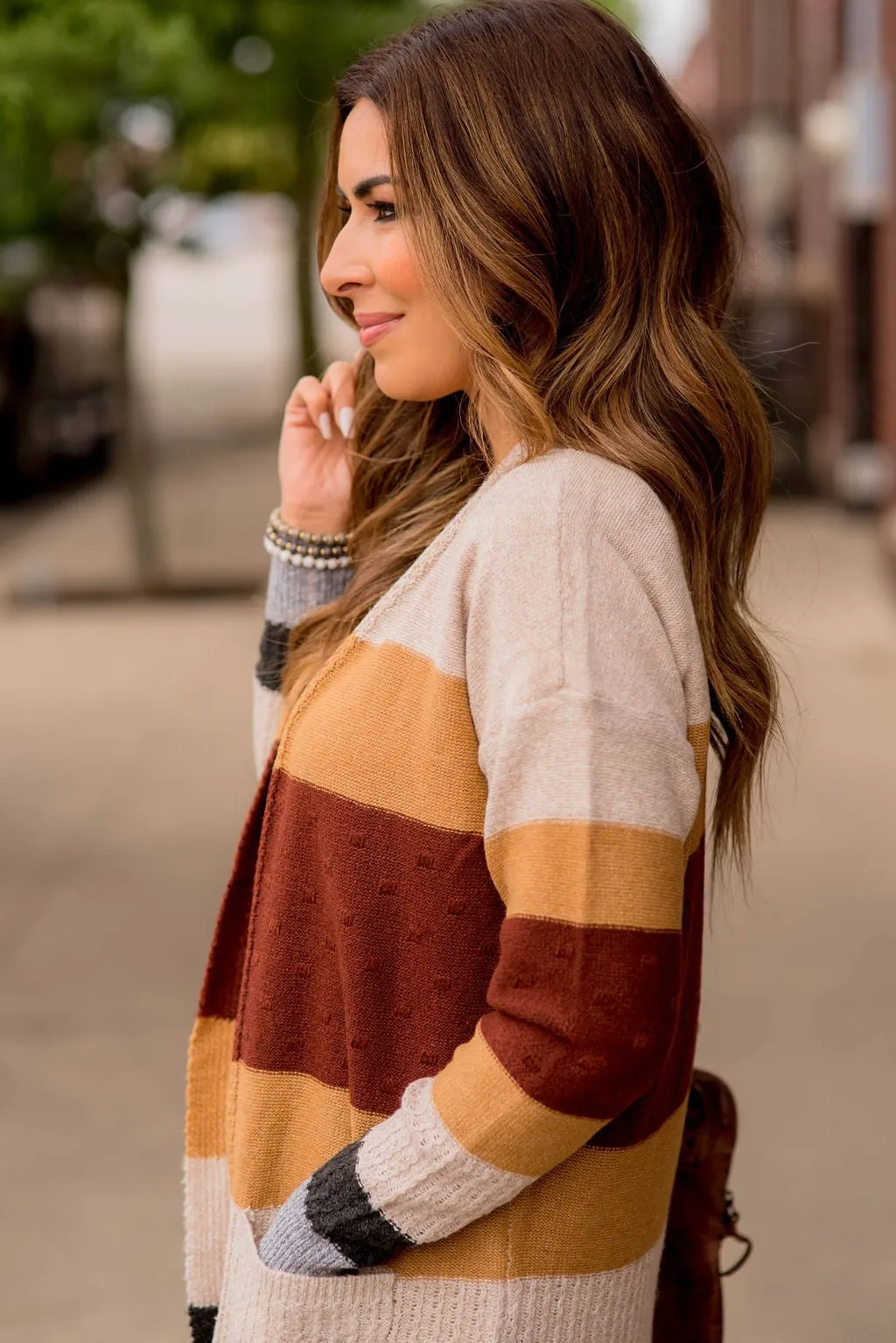 Bold Textured Stripes Cardigan