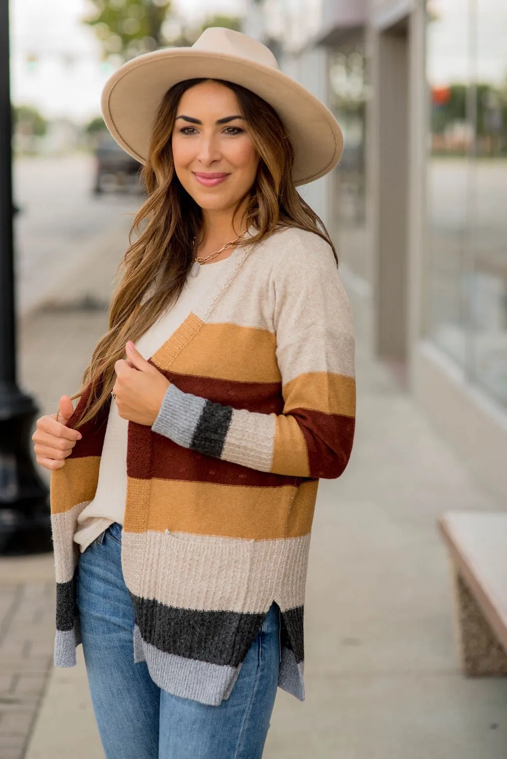 Bold Textured Stripes Cardigan