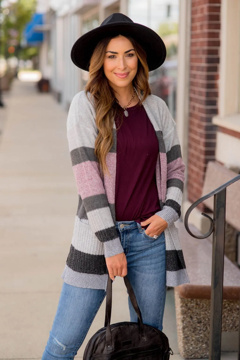 Bold Textured Stripes Cardigan