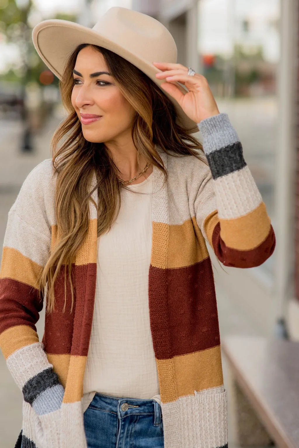 Bold Textured Stripes Cardigan