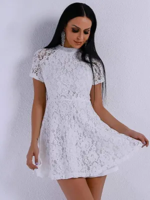 Casual White Lace Short Dress