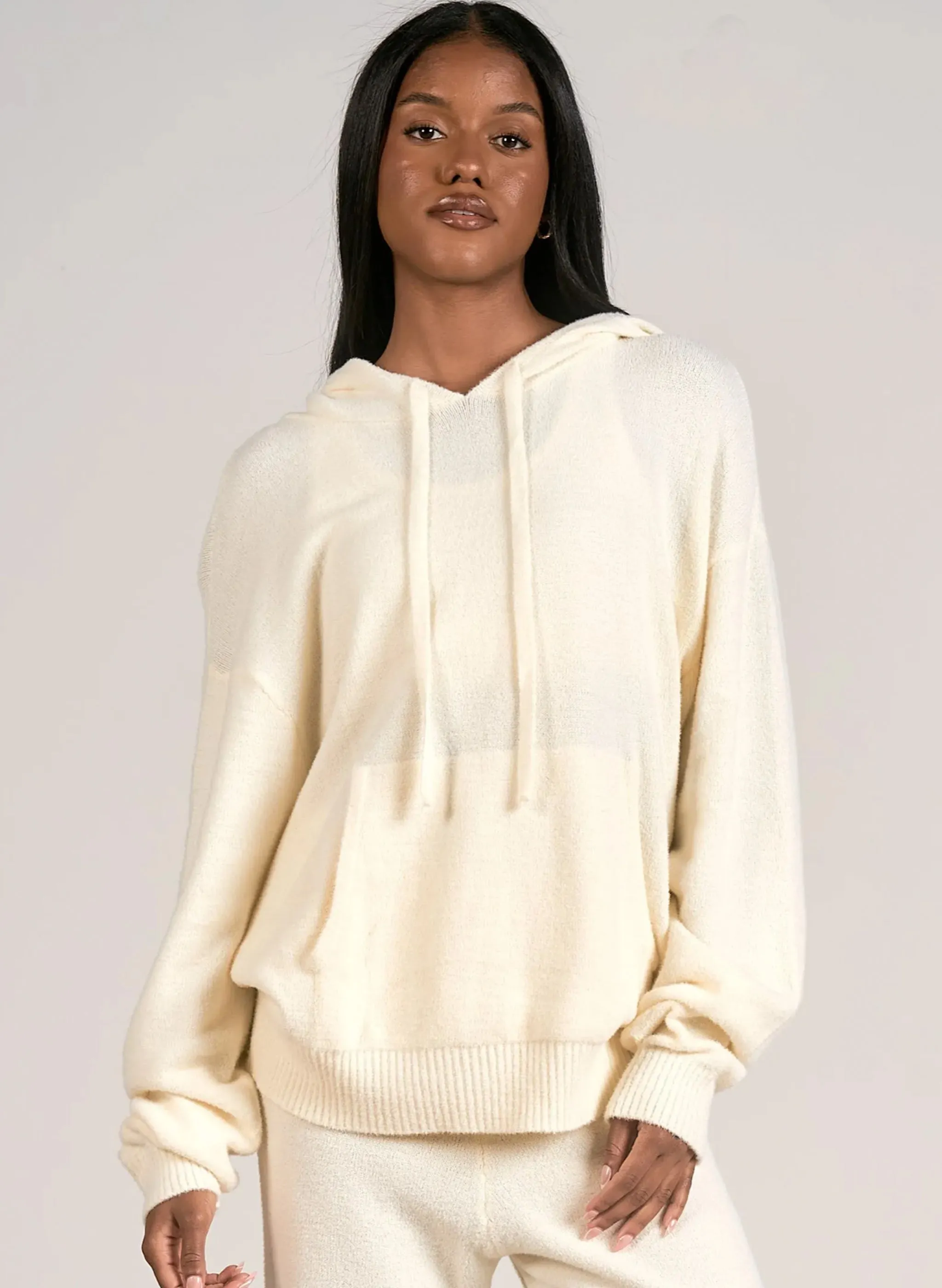 Elan - LOVE Graphic Hoodie Sweater - Cream