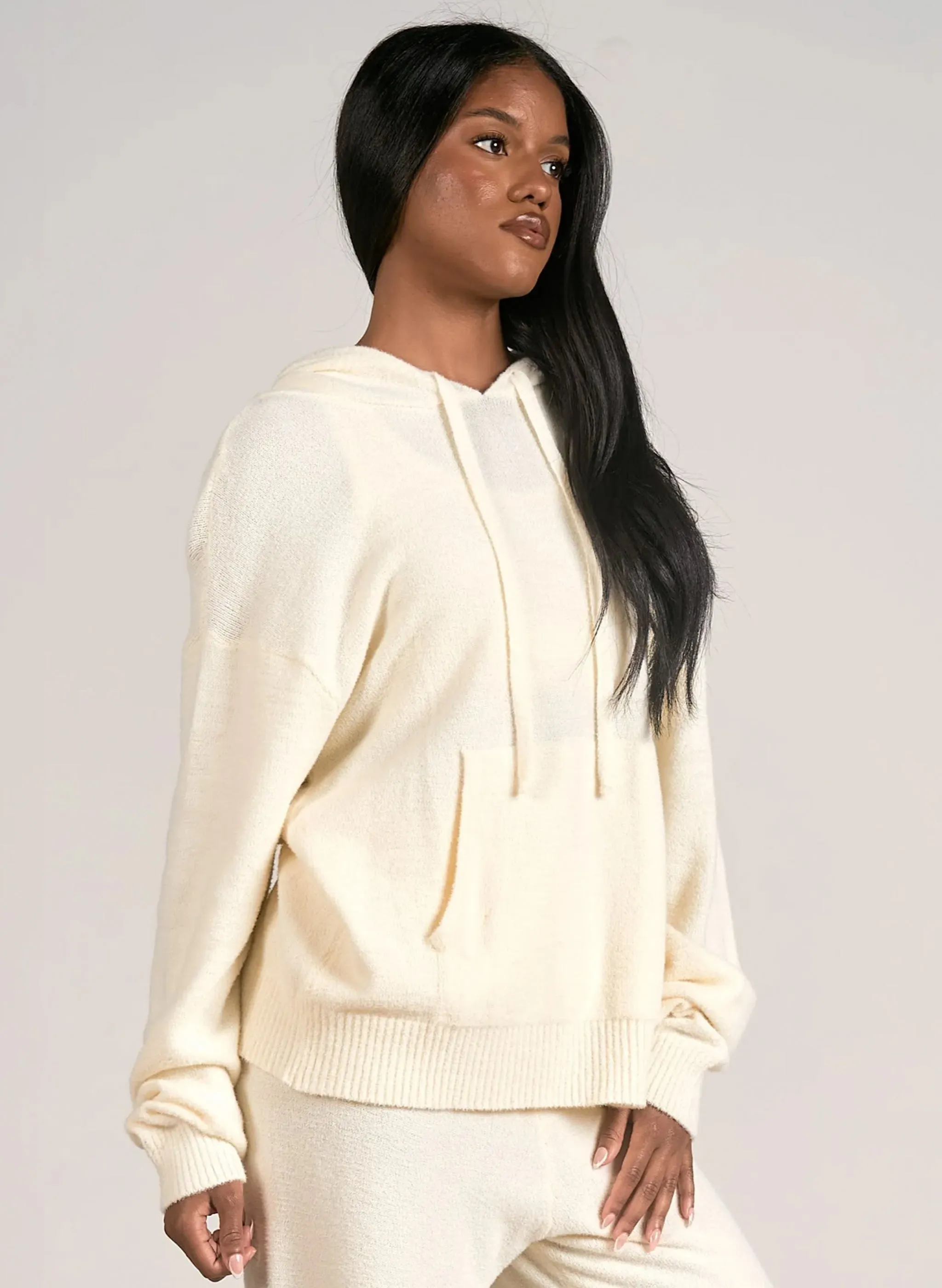 Elan - LOVE Graphic Hoodie Sweater - Cream