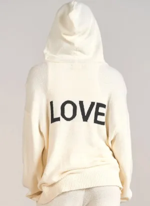 Elan - LOVE Graphic Hoodie Sweater - Cream