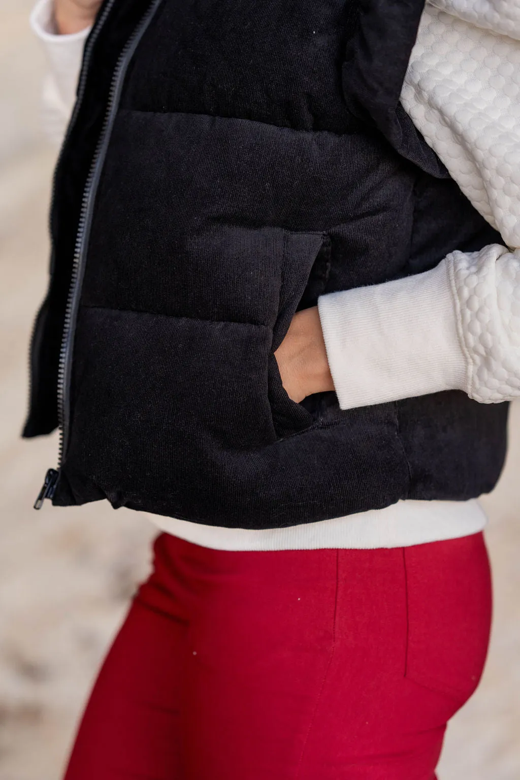 Flutter Trim Puffer Vest