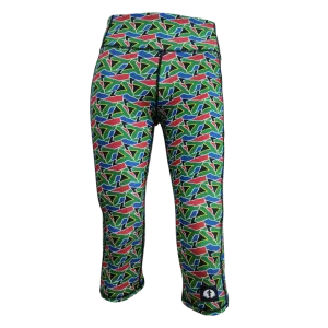 High Waist Funky 3/4 Leggings - SA Flag