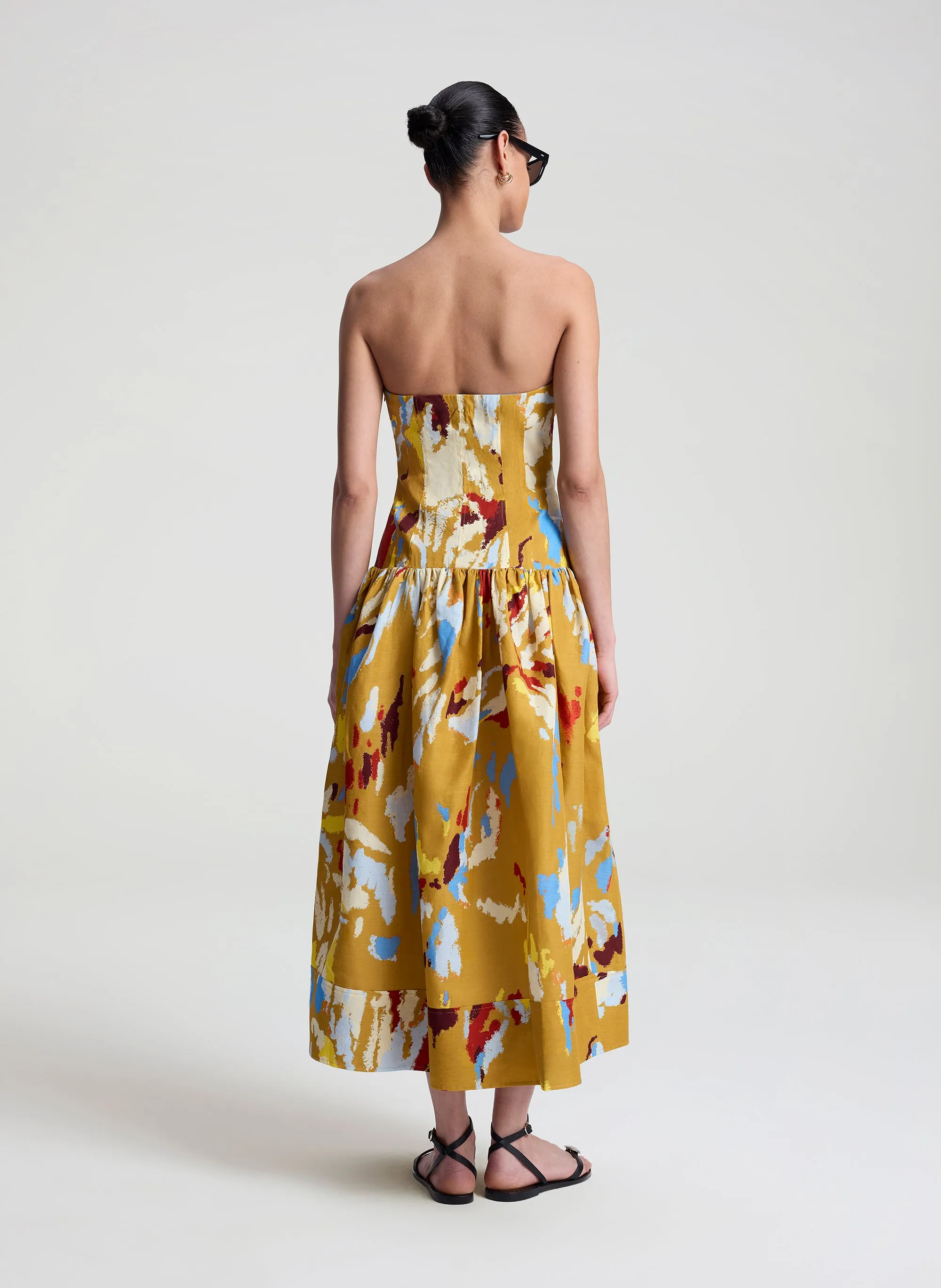 June Strapless Printed Midi Dress