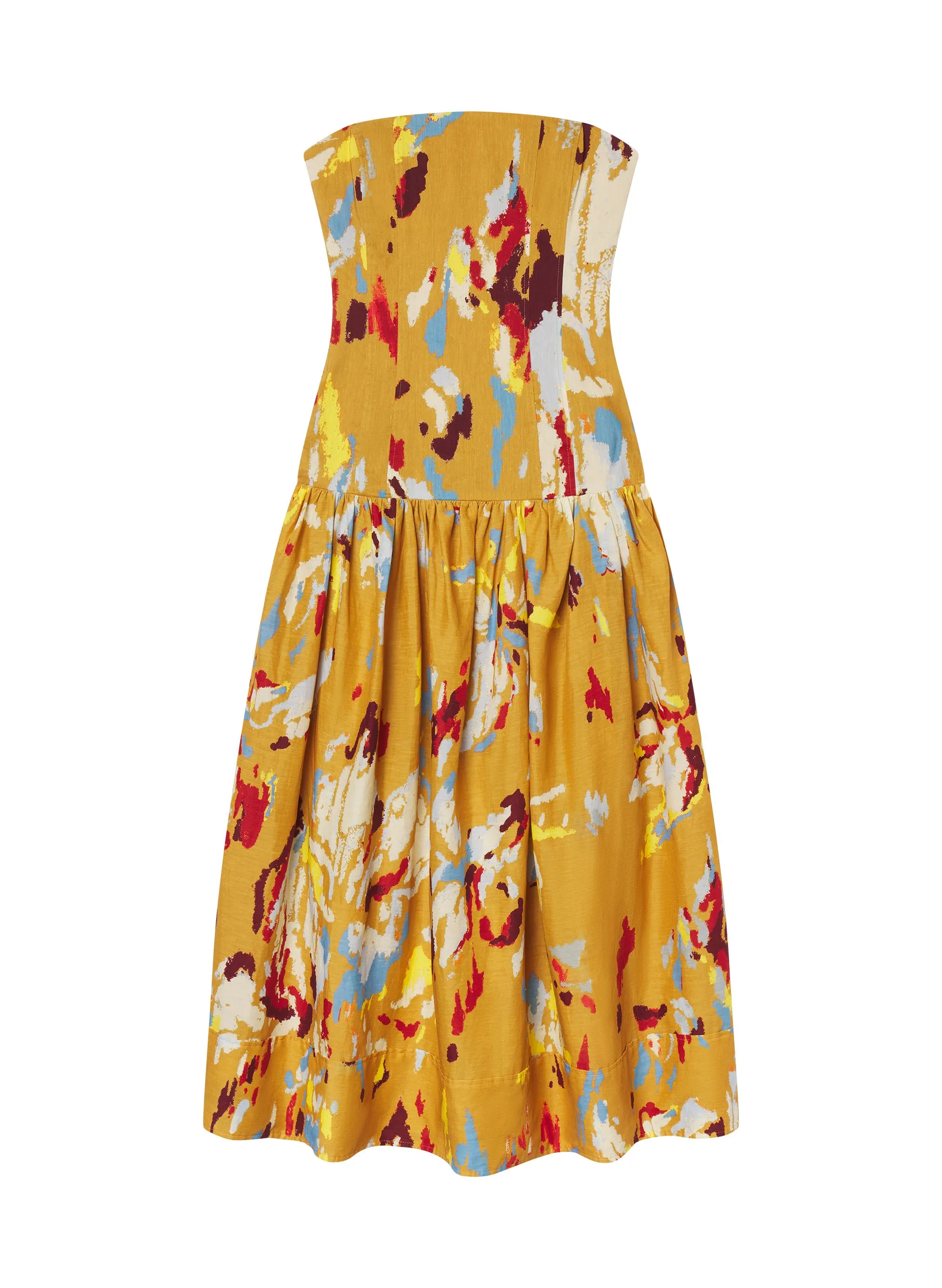 June Strapless Printed Midi Dress