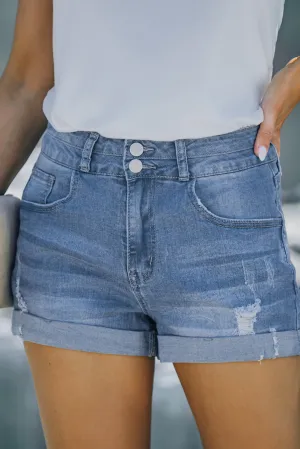 Keen Distressed Denim Shorts In Sky