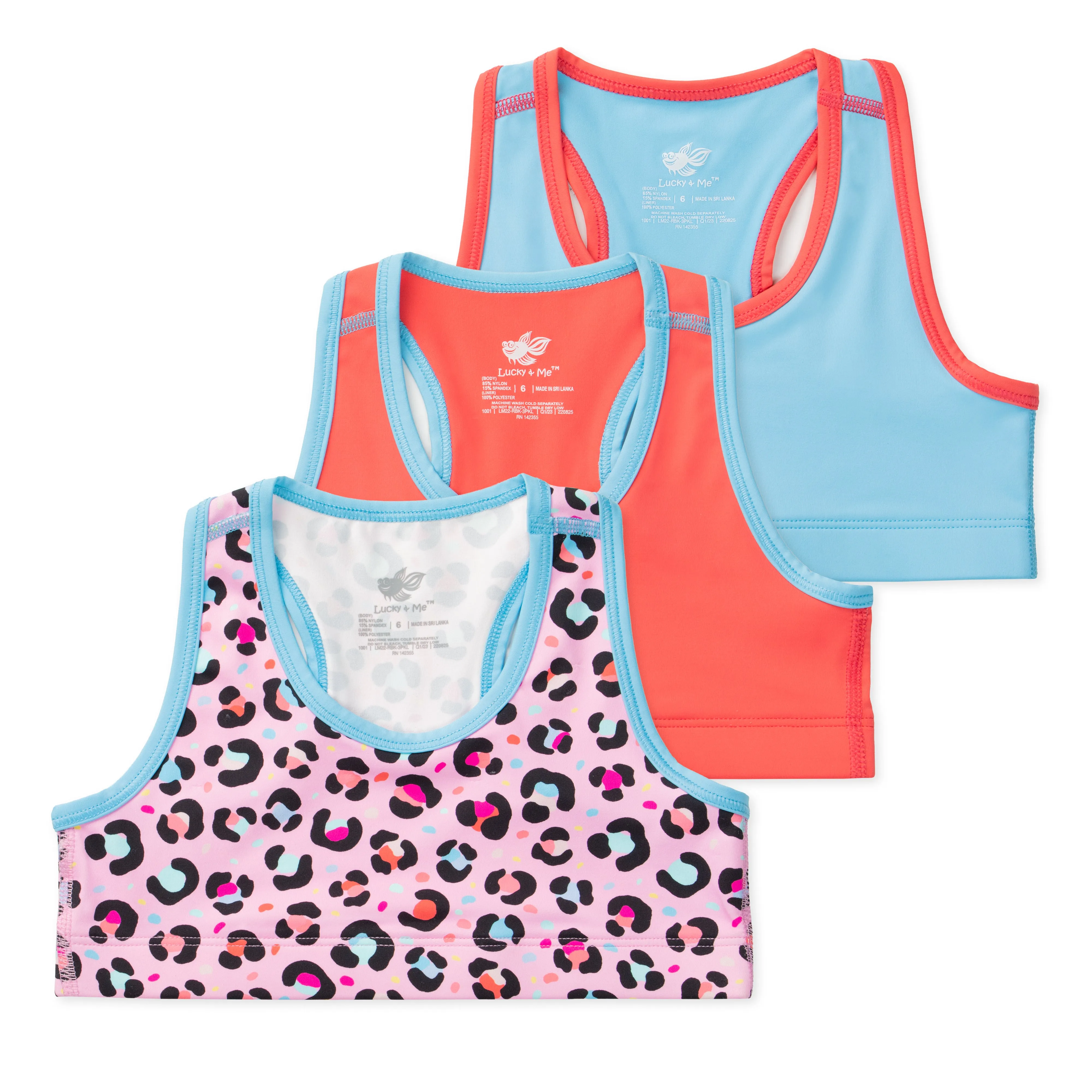 Layla Girls Racerback Cropped Tank (3-Pack)