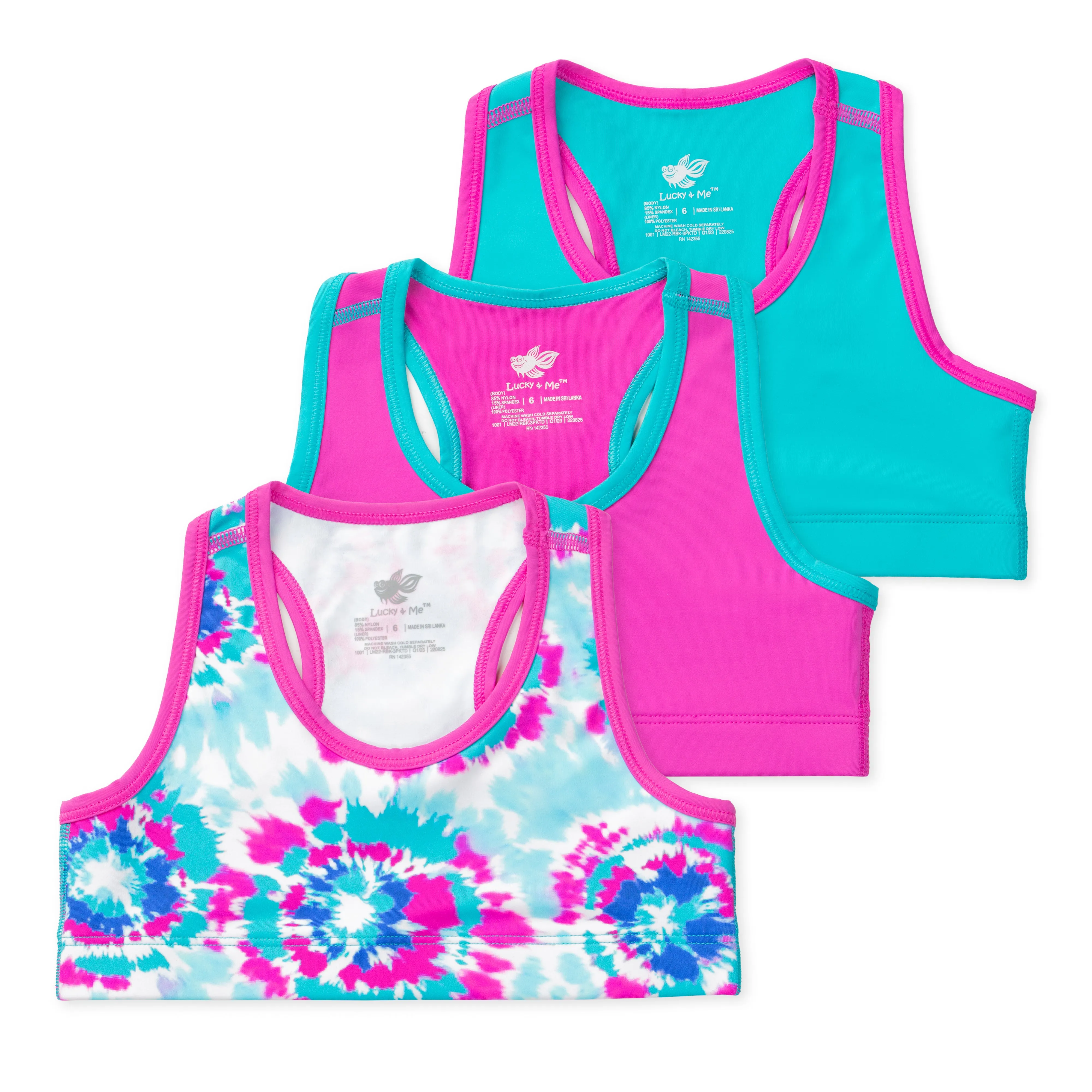 Layla Girls Racerback Cropped Tank (3-Pack)
