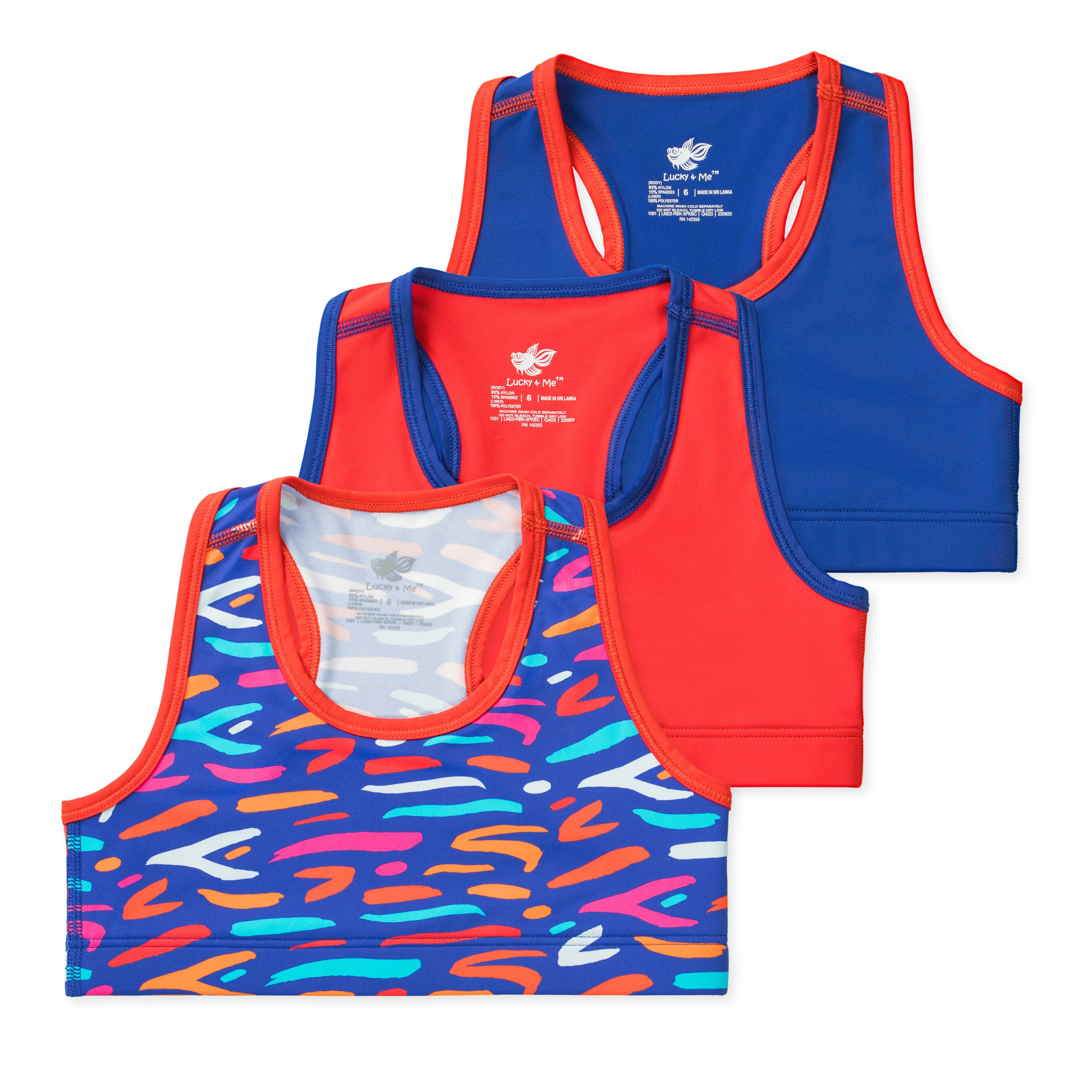 Layla Girls Racerback Cropped Tank (3-Pack)