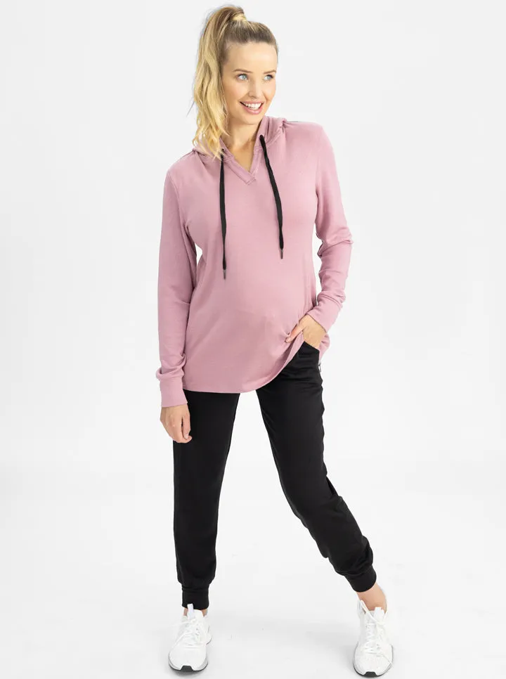 Maternity 2 Pieces Loungewear Set in Pink/Black