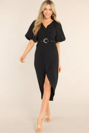 No Matter The Odds Black Belted Midi Dress
