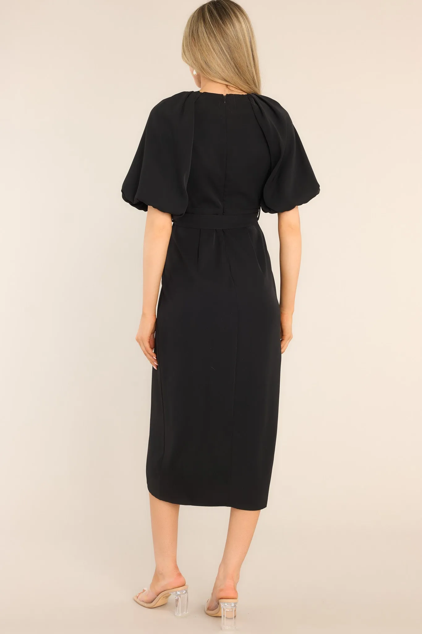 No Matter The Odds Black Belted Midi Dress