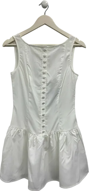 Pretty Little Thing White Button Down Scoop Back Shift Dress UK 8
