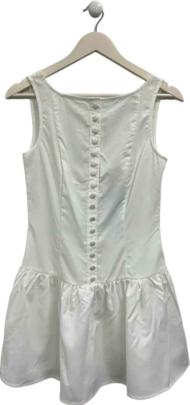 Pretty Little Thing White Button Down Scoop Back Shift Dress UK 8