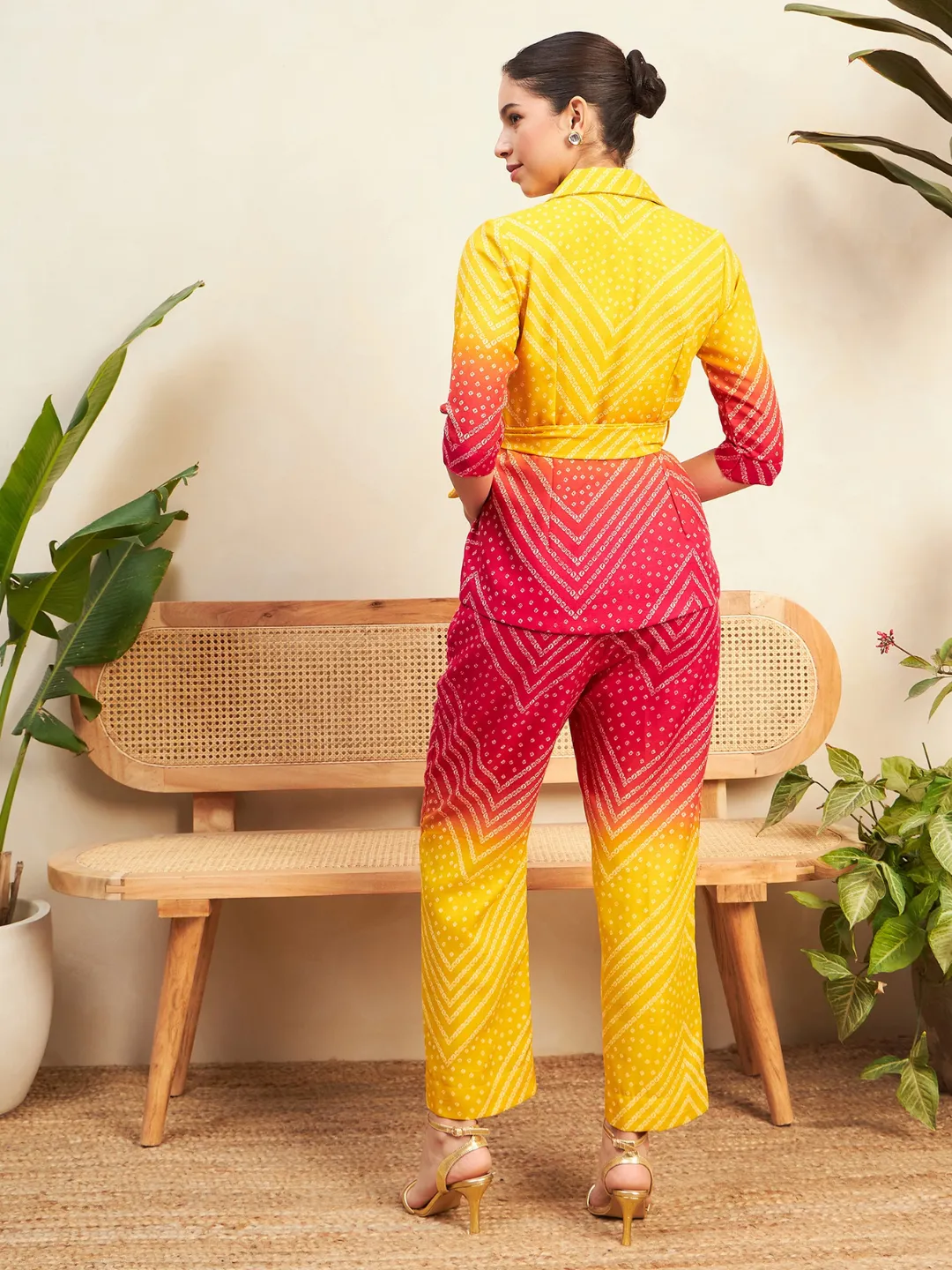 Printed Linen 2 Piece Jacket and Pants Set