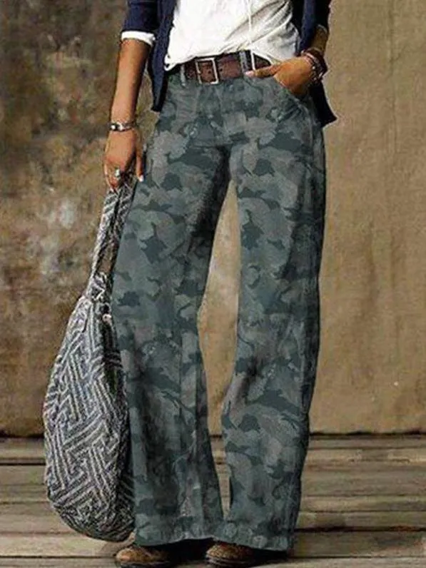 Retro Denim Straight Wide Leg Pants for Women