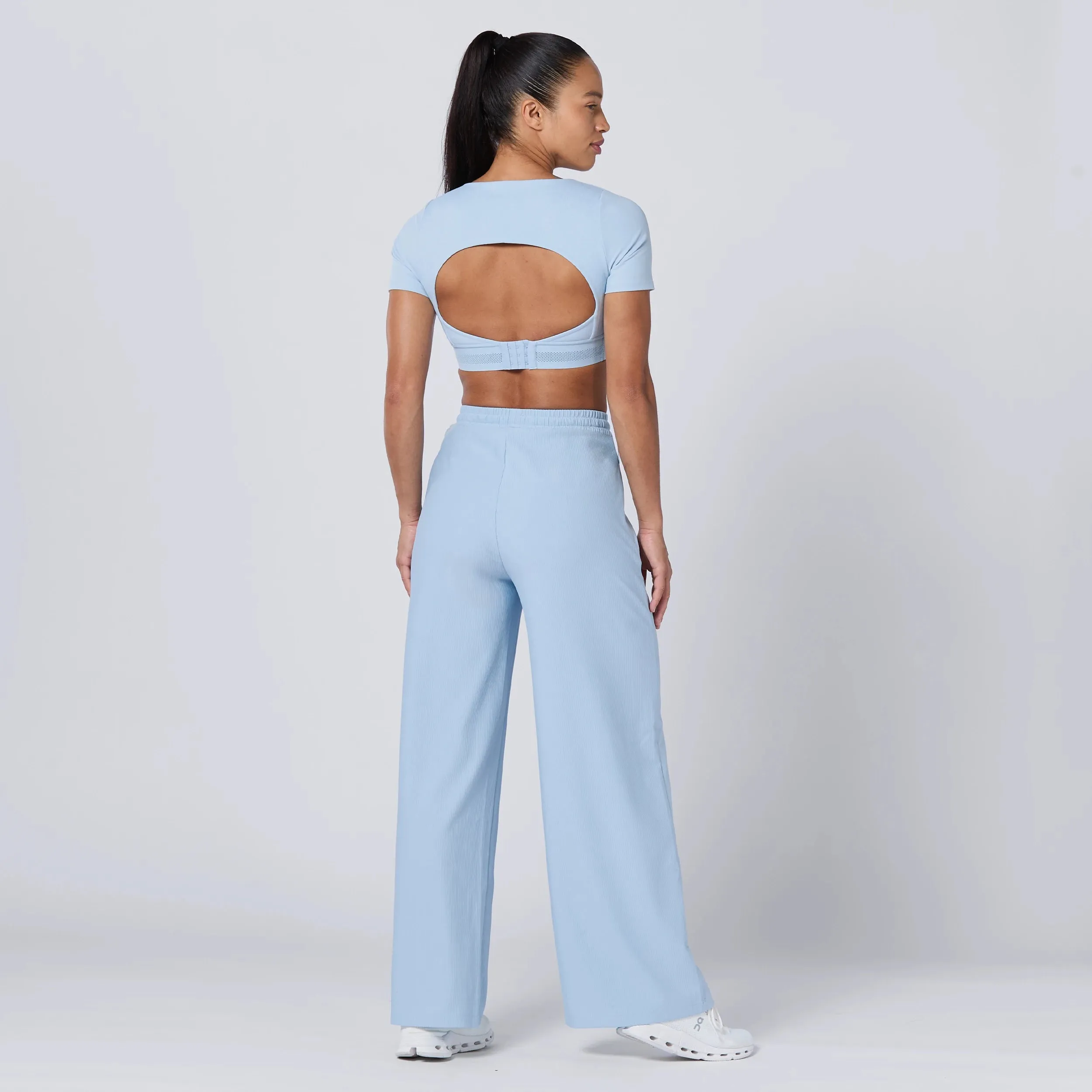 Ribbed Wide Leg Pants - Skyway