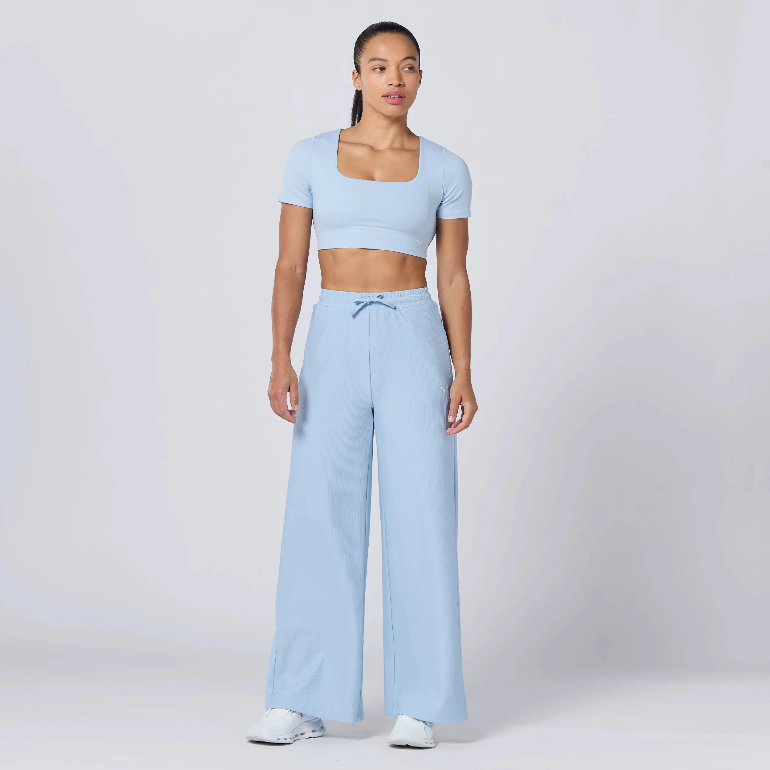 Ribbed Wide Leg Pants - Skyway