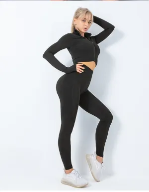 Seamless High Waist Leggings and Padded Sports Bra3 Piece Yoga Set