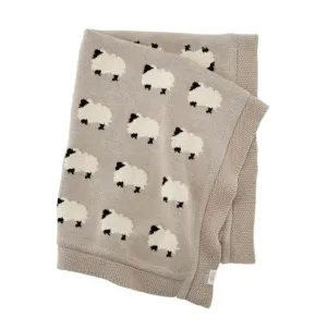 Sheep Jacquard Knit Baby Blanket