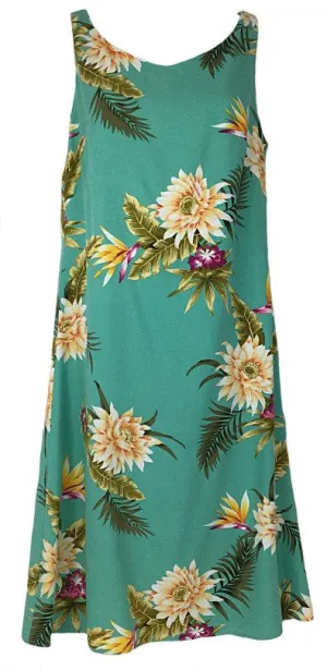 Short Tank Strap Hawaiian Dress Ceres Green-902R