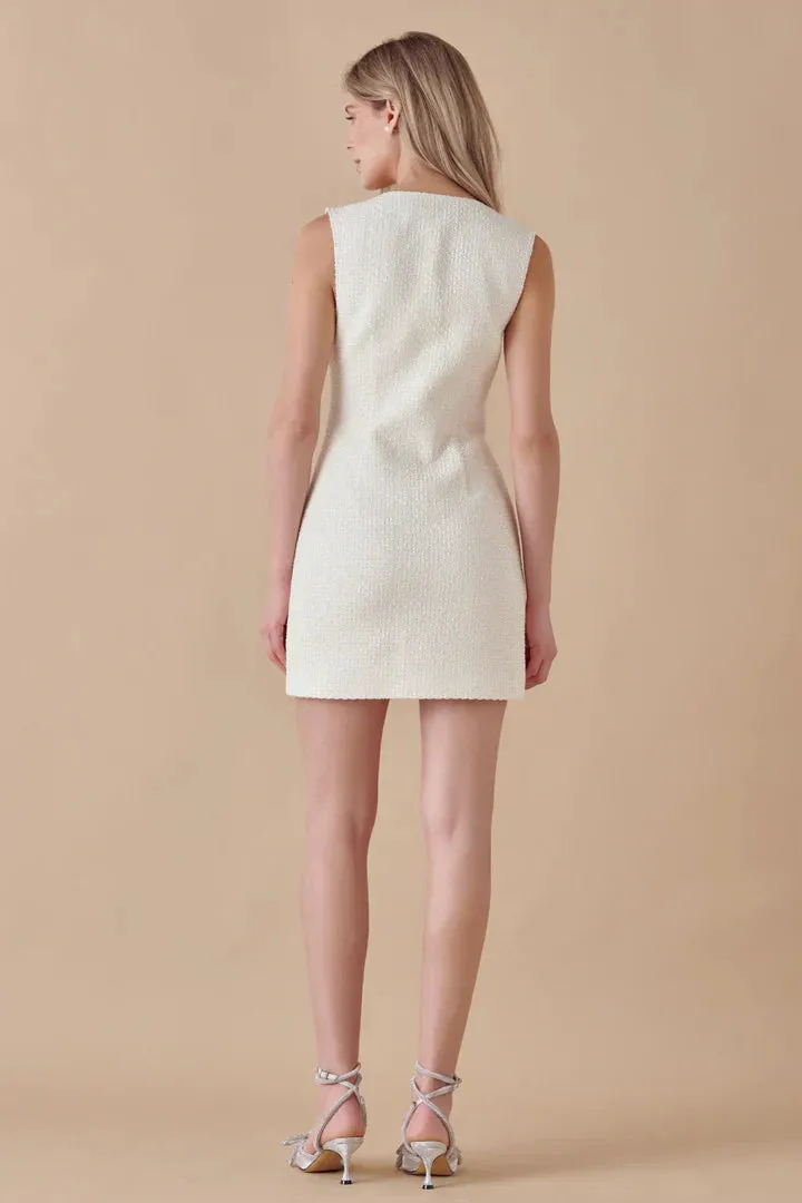 Sleeveless Tweed Stylish Mini Dress