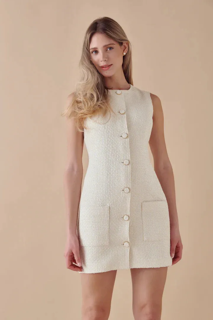 Sleeveless Tweed Stylish Mini Dress