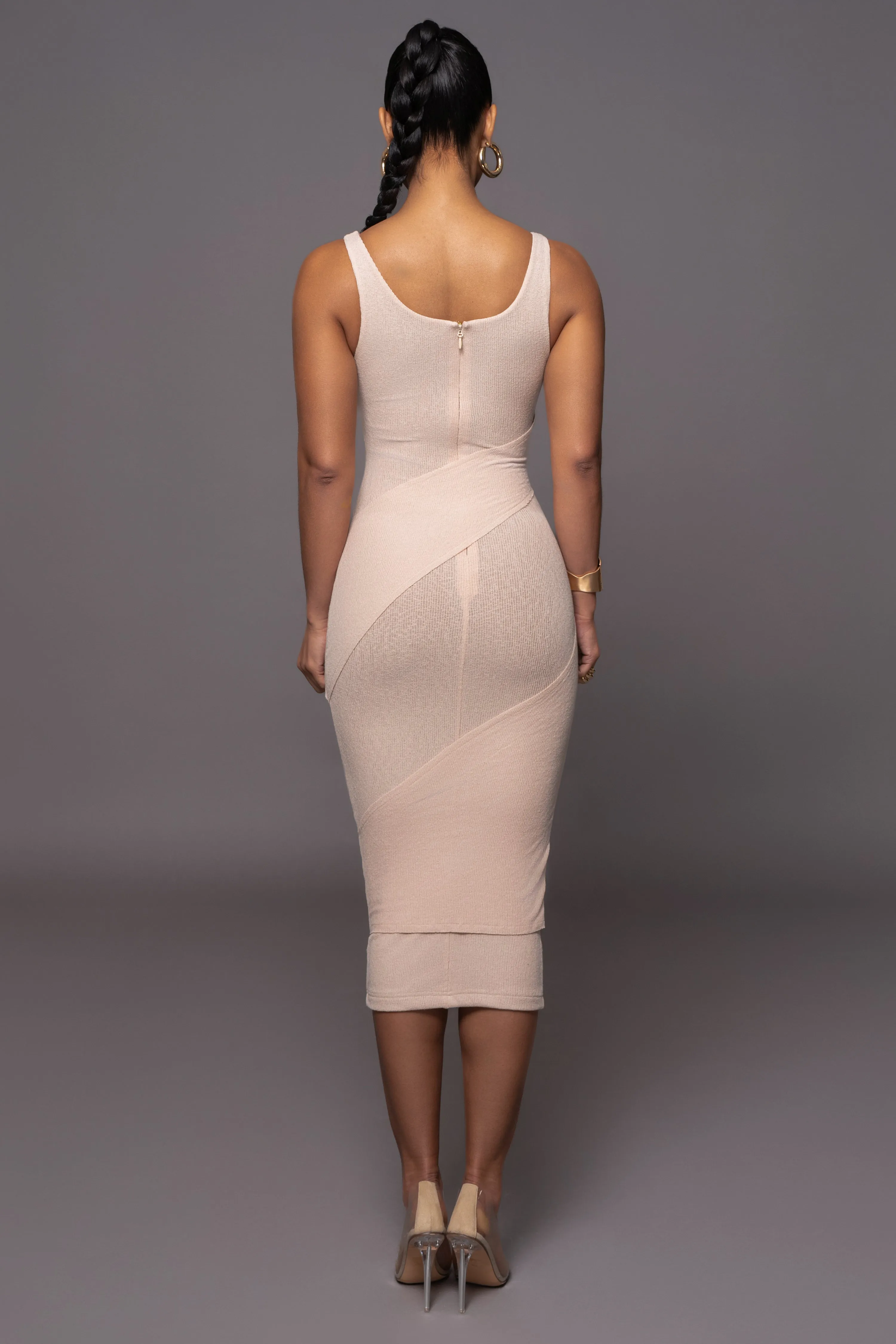 Tan Shift Of Feelings Midi Dress