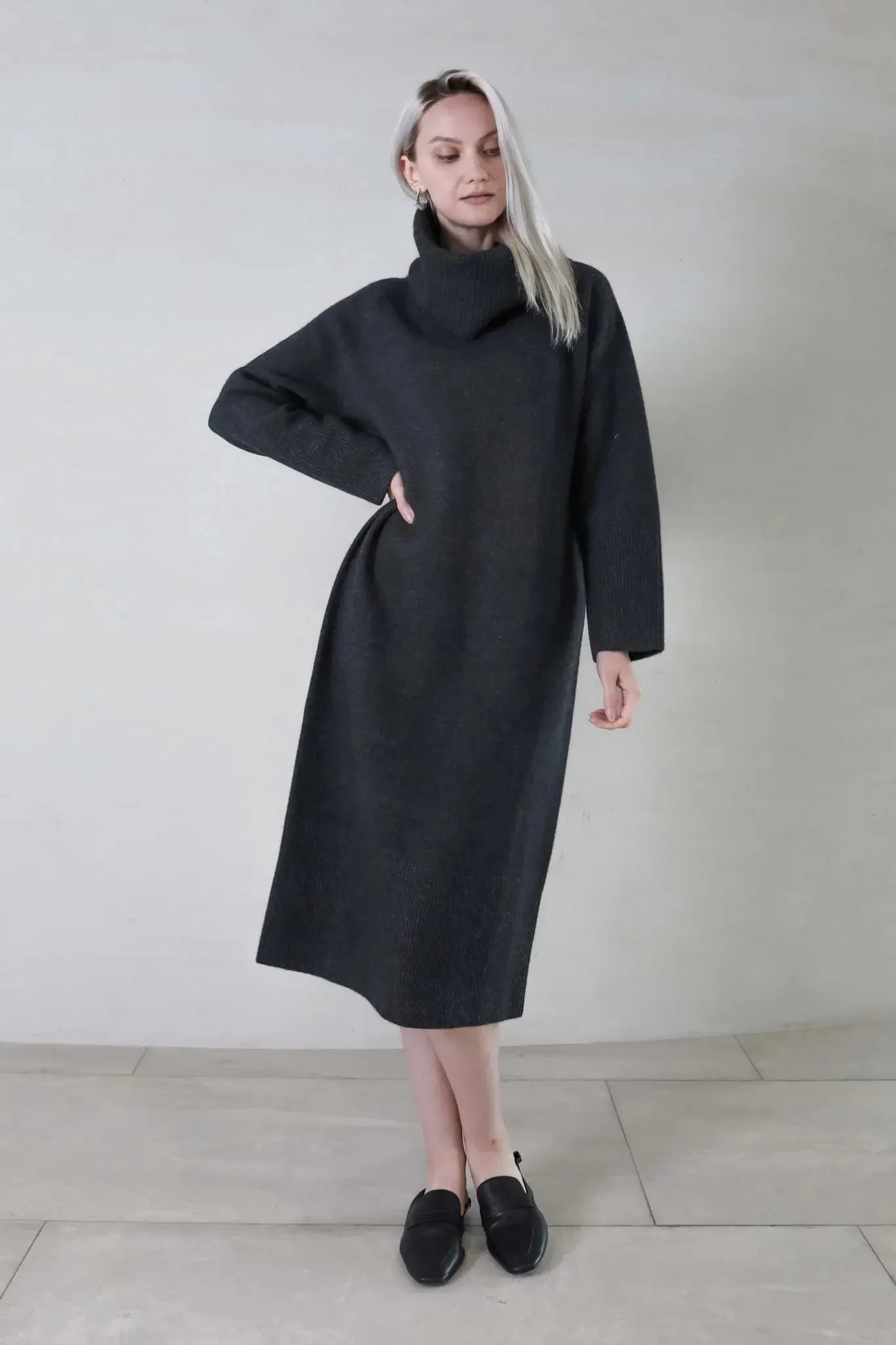 Turtleneck Merino Wool Sweater Dress