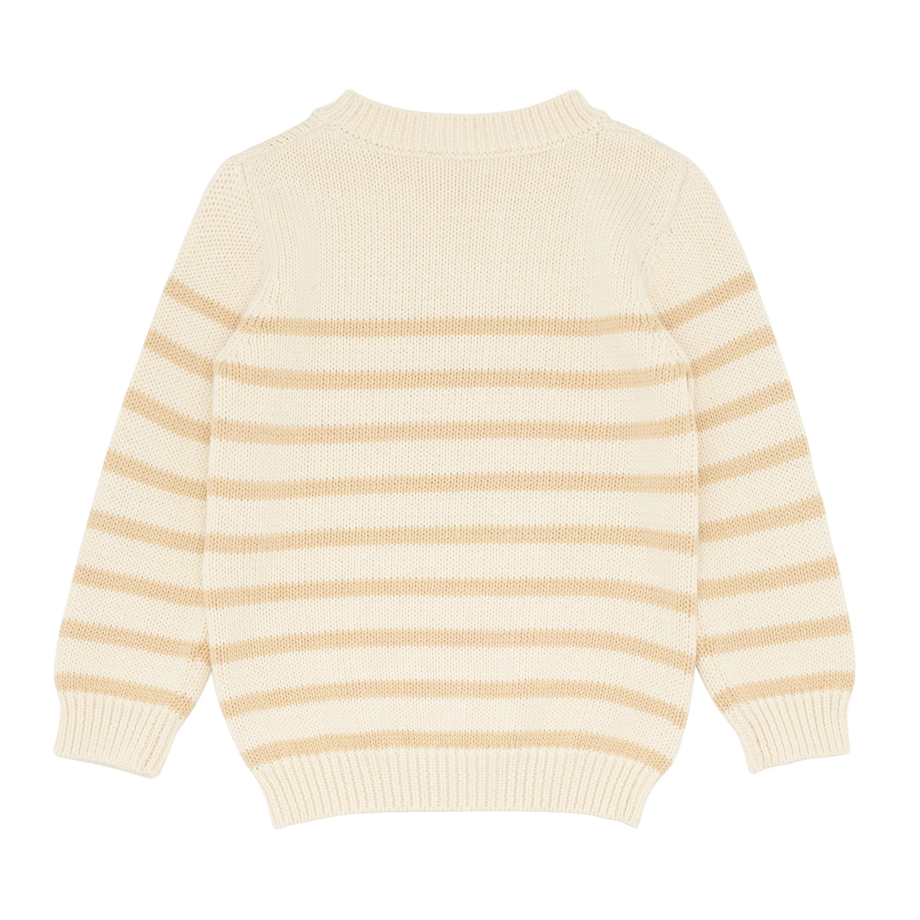 unisex cream and tan stripe knit sweater