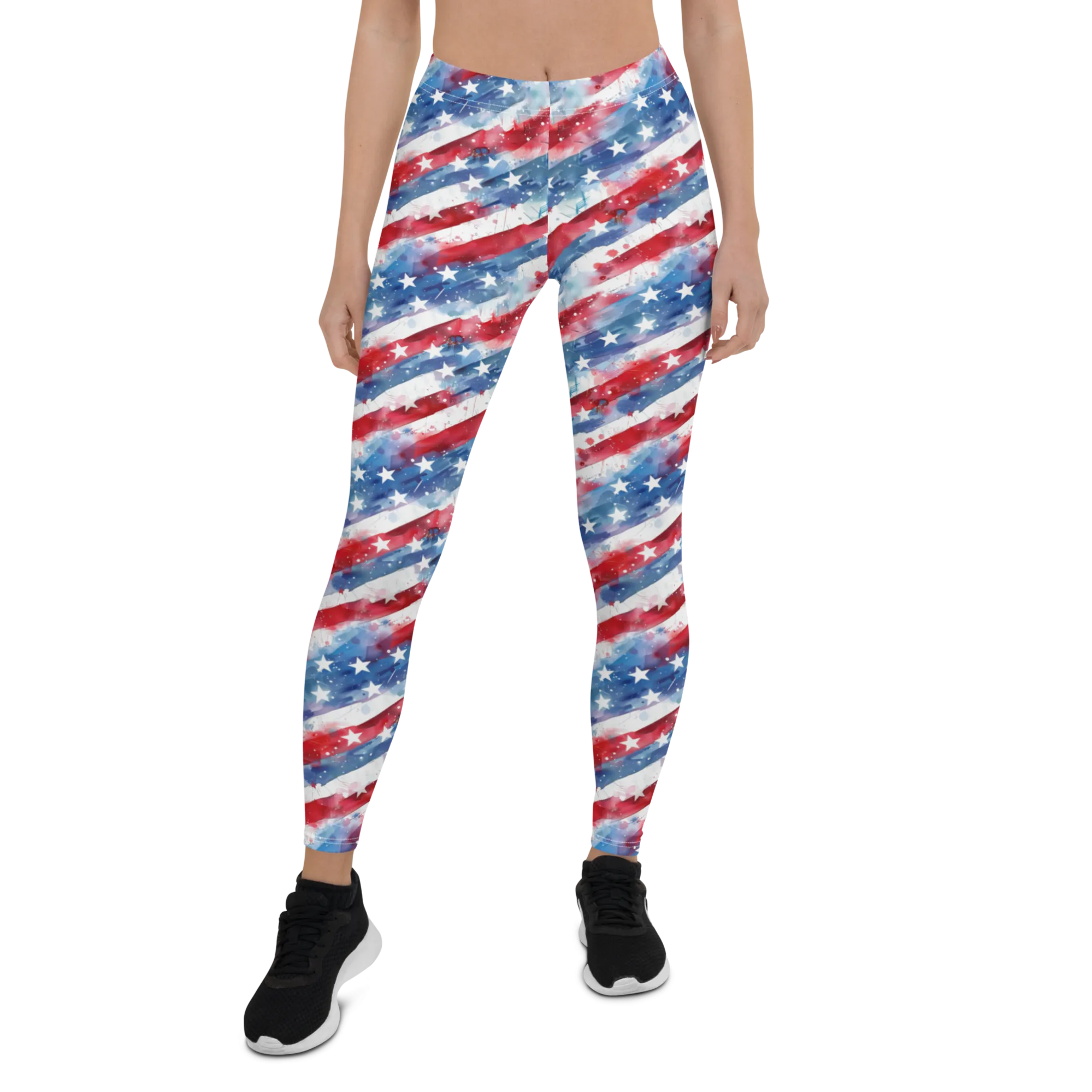 Watercolor Stars and Stripes Leggings
