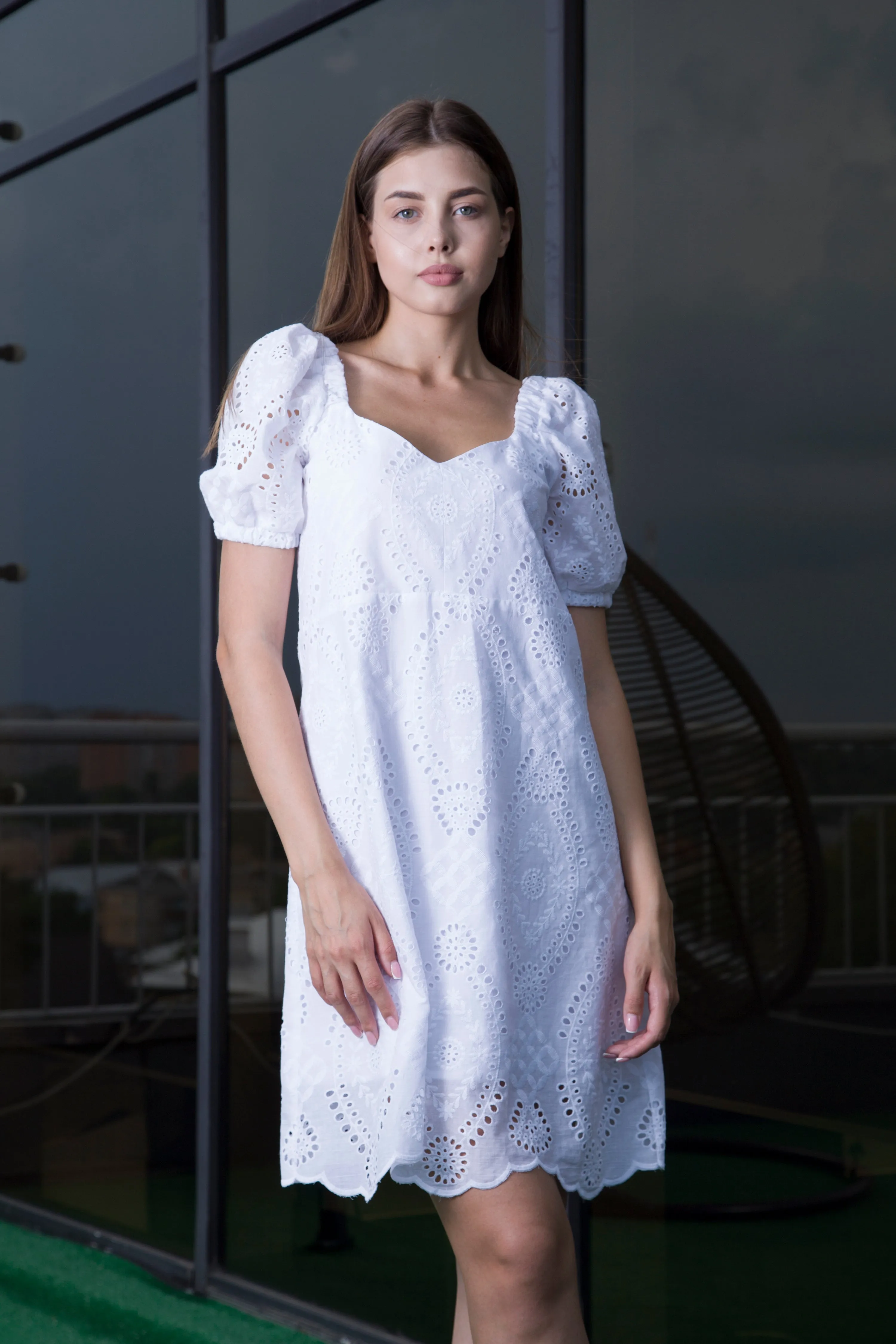 White embroidered summer dress