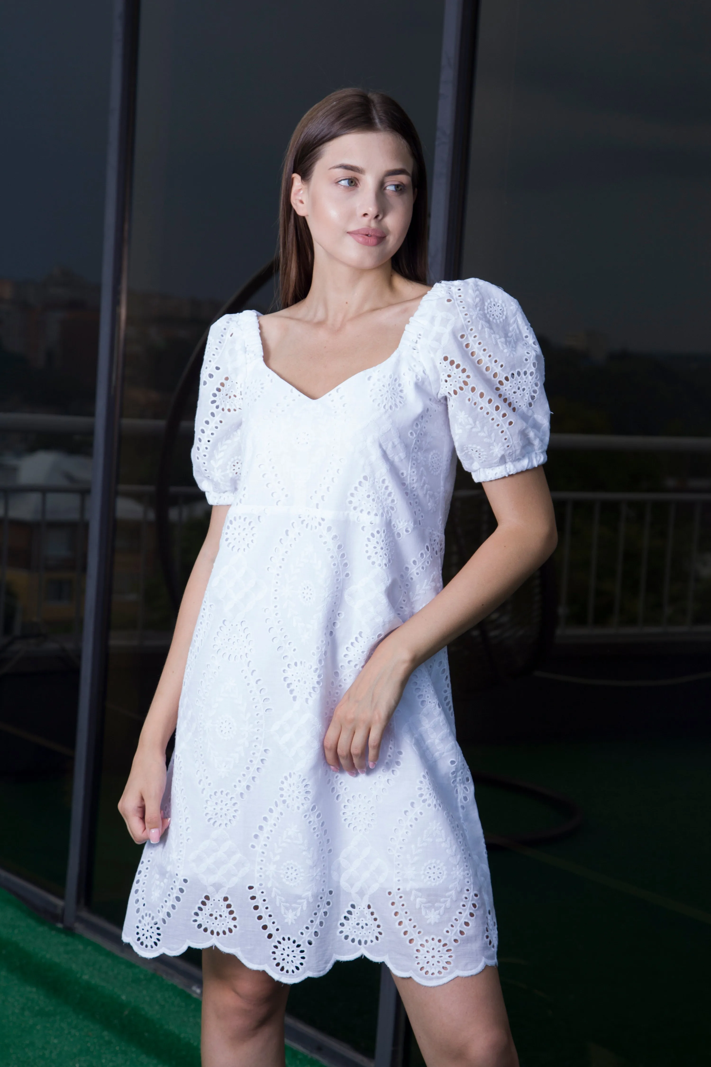 White embroidered summer dress